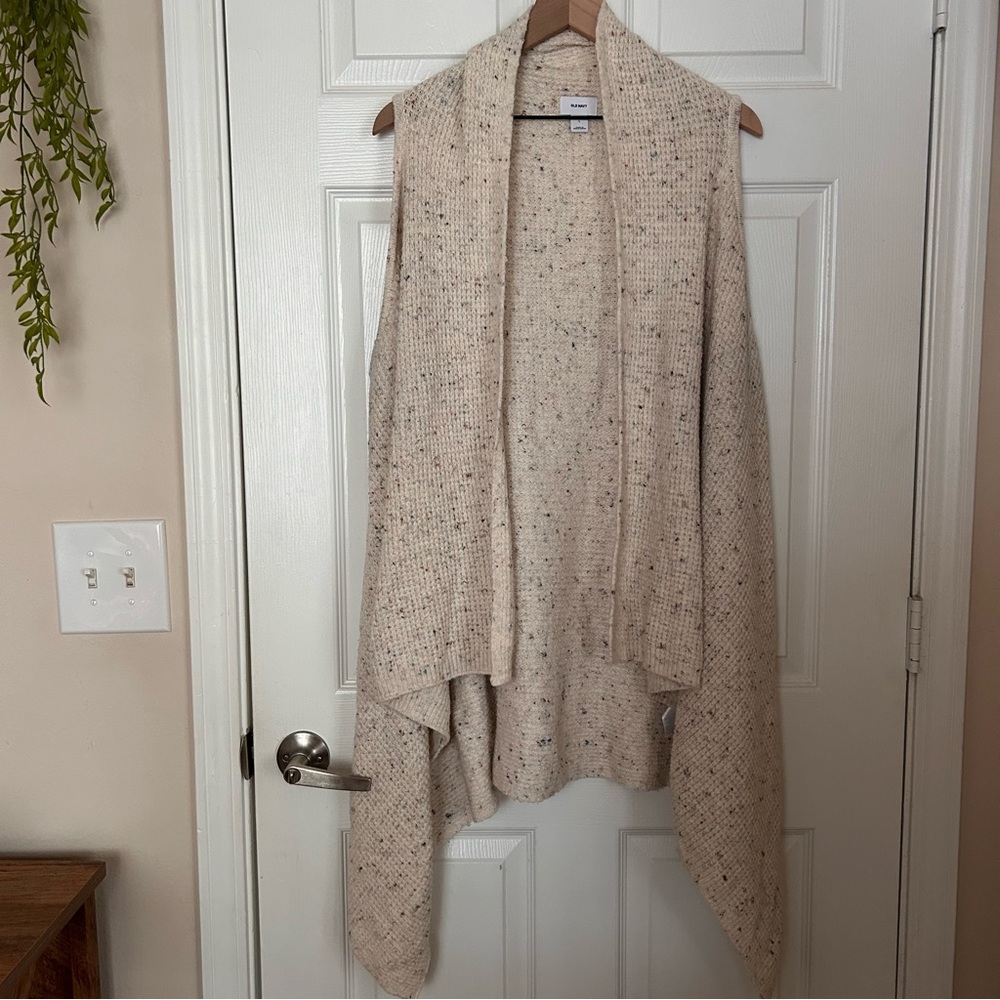 Old Navy Cream Multi Color Long Line Sweater Vest Size Large